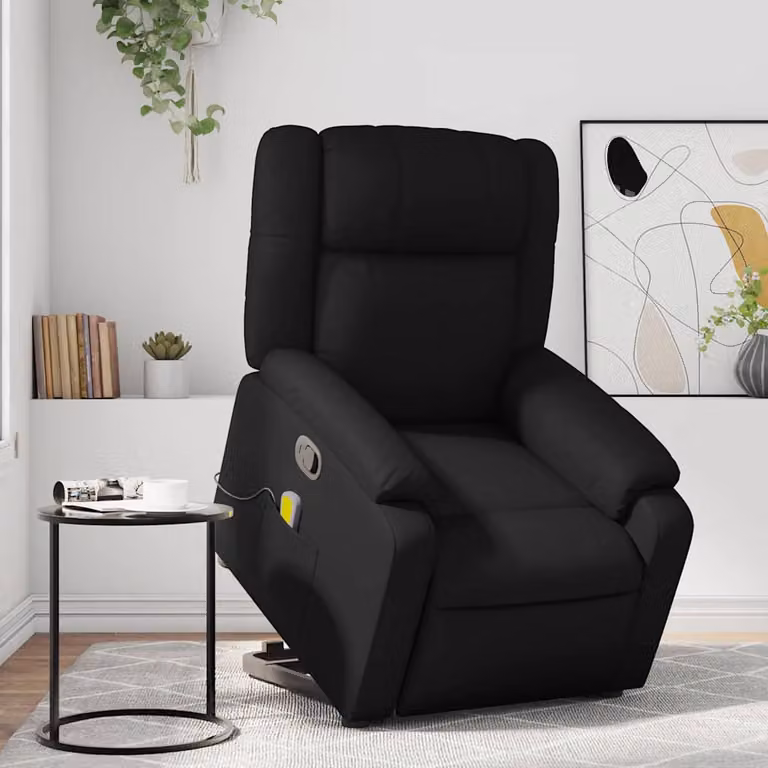 vidaXL Poltrona Alzapersona Reclinabile con Assistenza Elettrica in Similpelle Nera