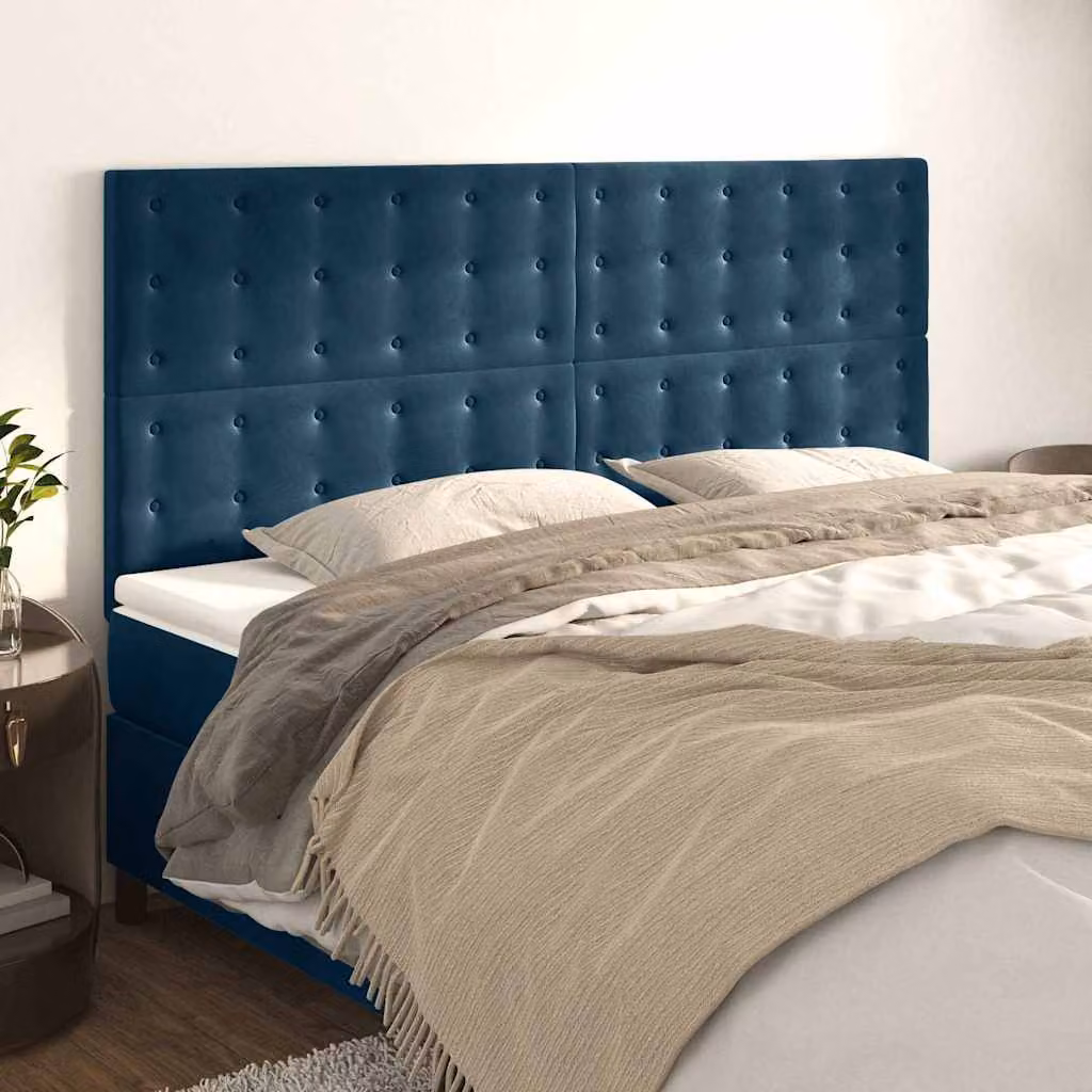 Testiera per letto vidaXL in velluto blu scuro, L: 200 cm, H: 128 cm, P: 5 cm