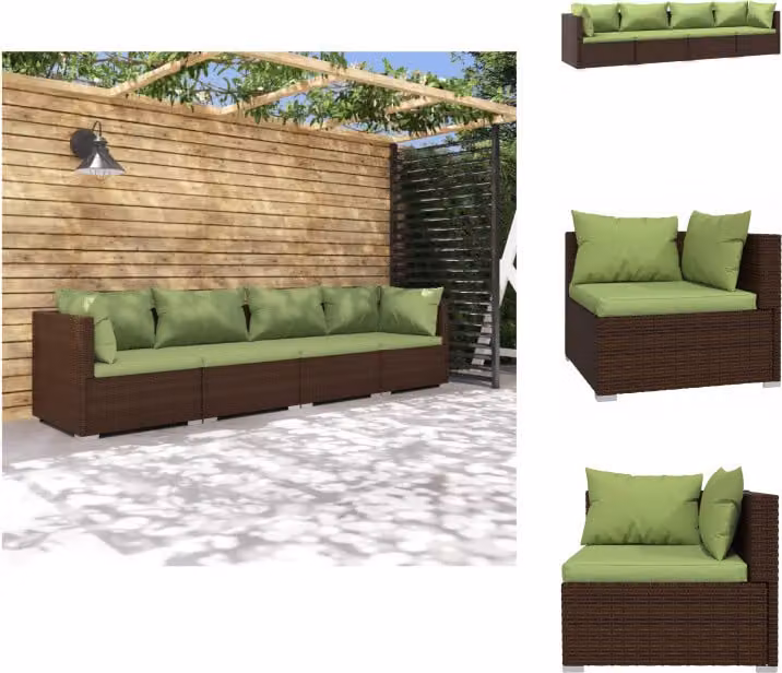 vidaXL Set da salotto da giardino 4 pezzi con cuscini in rattan marrone - Set di mobili da giardino