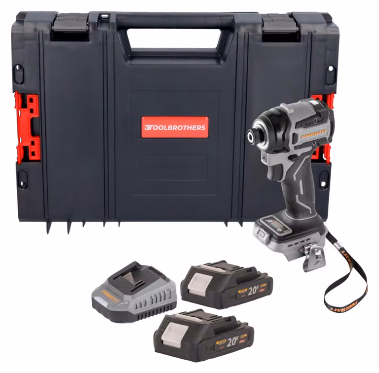 Procraft ID20Abb avvitatore a impatto a batteria 20 V 180 Nm 1/4" + 2x batteria 2,0 Ah + caricabatteria + valigetta RHINO