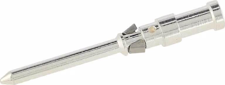 Connettore a crimpare HARTING D, contatto a spillo (M), 0,5 mm², AWG20, argento, 1 pezzo. Materiale: lega di rame. Quantità: 1 pezzo