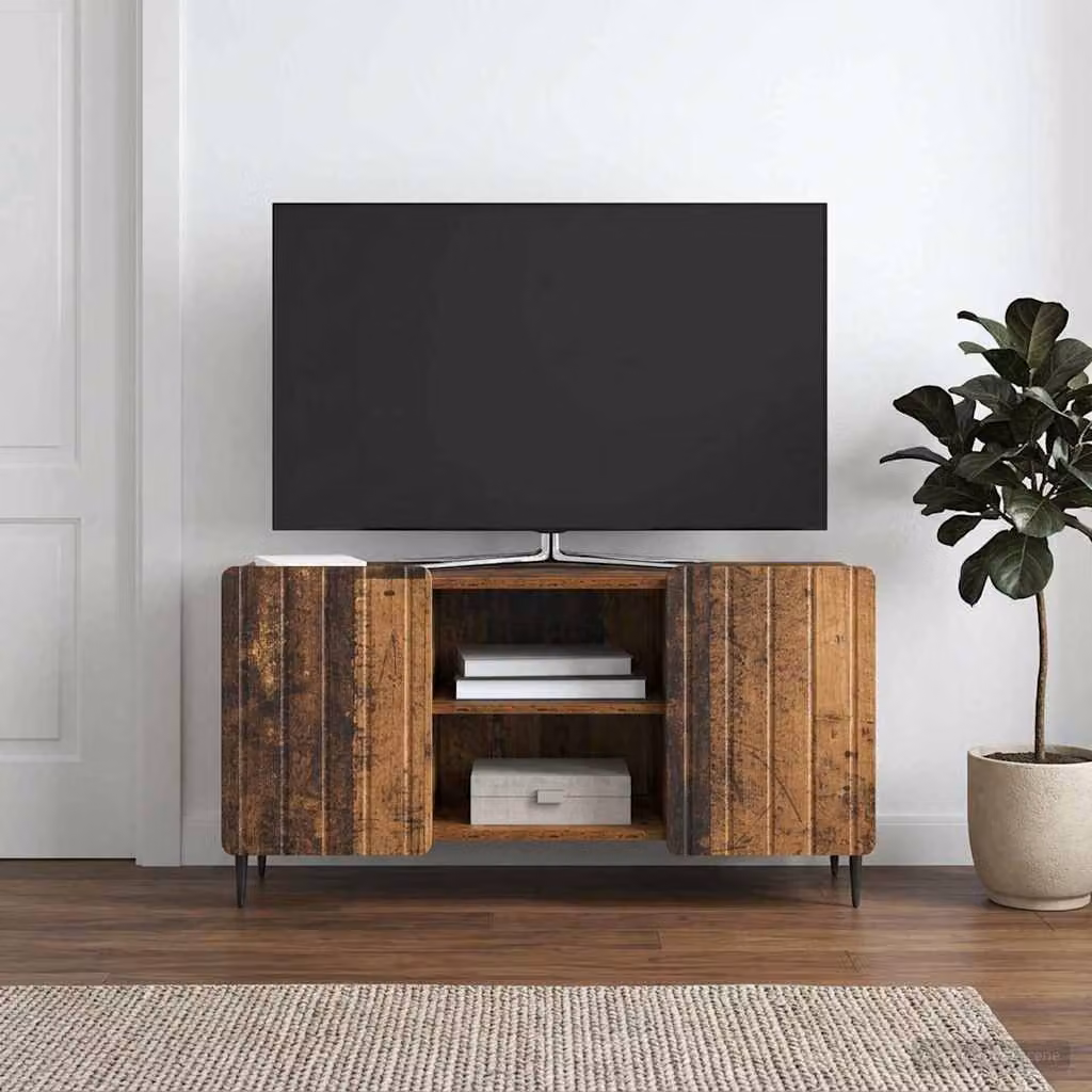 Mobile TV vidaXL in legno e metallo, colore marrone, L 102 x P 34,5 x H 52 cm