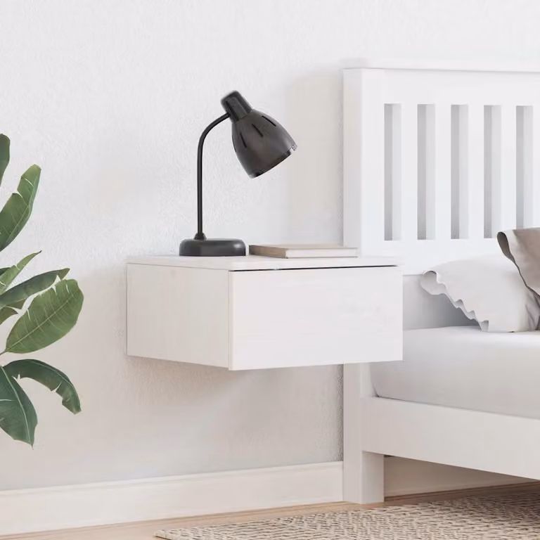 Comodino vidaXL in legno di pino massello bianco L: 37 cm, P: 35 cm, H: 18,5 cm