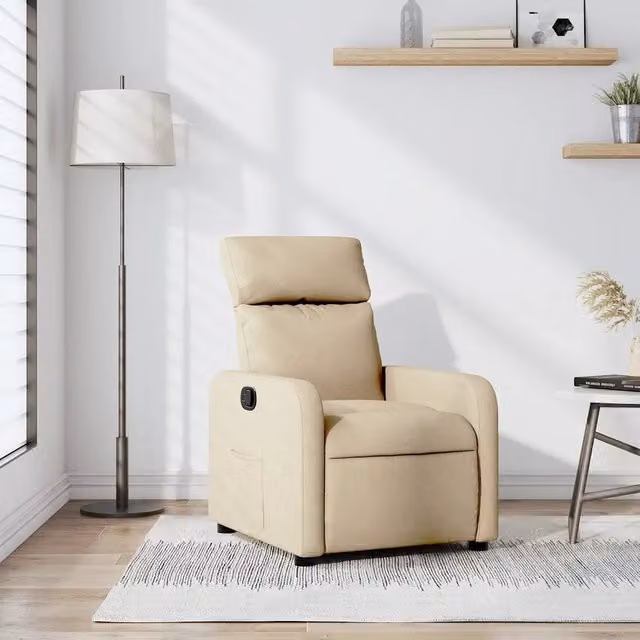 Poltrona Reclinabile Relax vidaXL in Tessuto Beige con Braccioli e Schienale in Schiuma