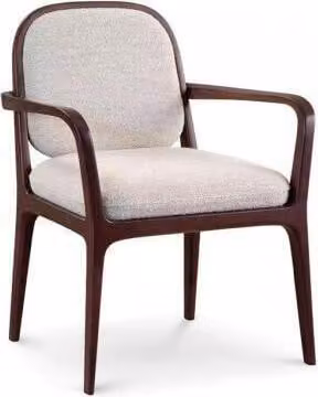 Designer Grauer Polsterstuhl Esszimmer Möbel Braunes Holzgestell Sessel Stuhl
