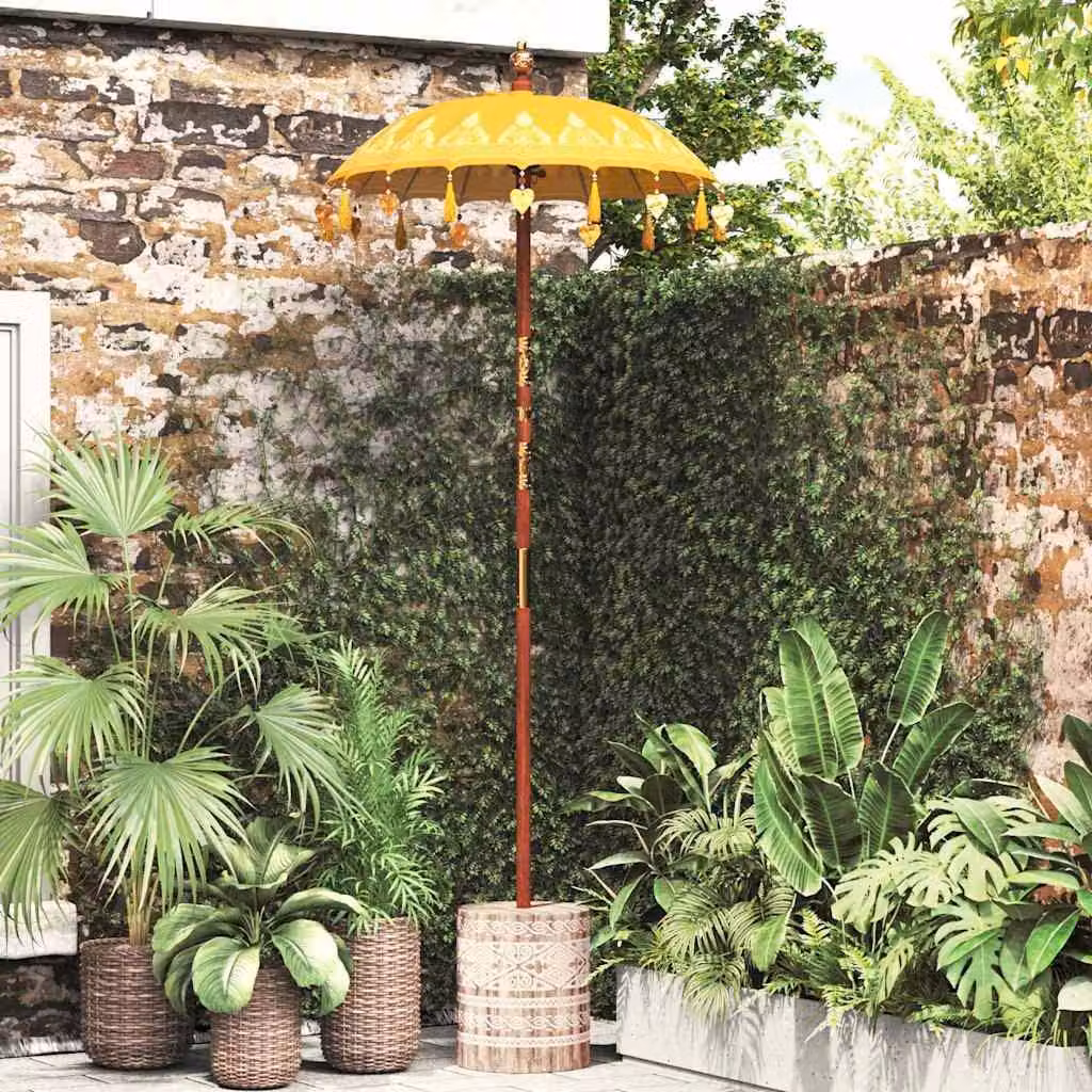 Maison Exclusive - Ombrello balinese con base, colore giallo, 95 x 95 x 260 cm