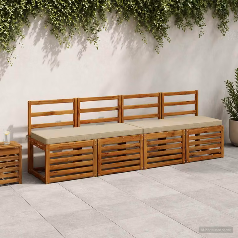 Set di 2 cuscini per panchina vidaXL VUGHT in poliestere, disponibili nei colori verde o beige