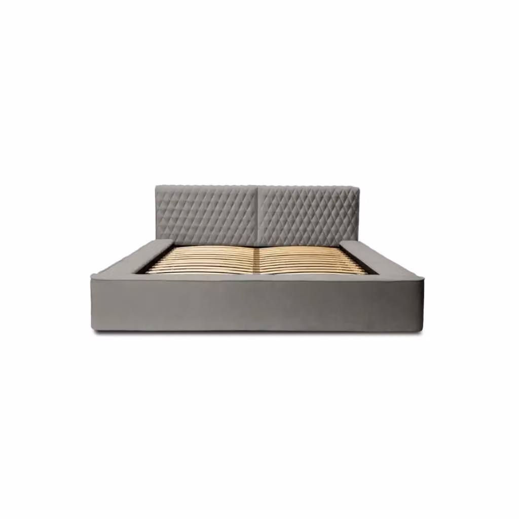 Letto contenitore VERNON Meublorama in tessuto bouclé color cenere taupe con rete sollevabile L/P: 160 x 200 cm – 2