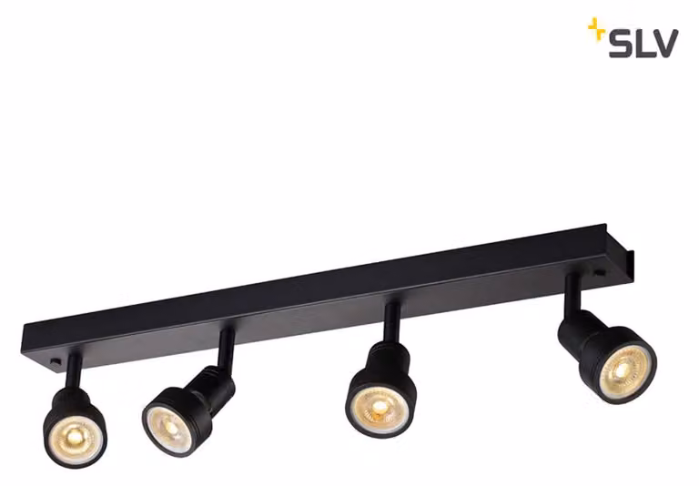 Puri 4 plafoniera nera 4xGU10 con anello decorativo