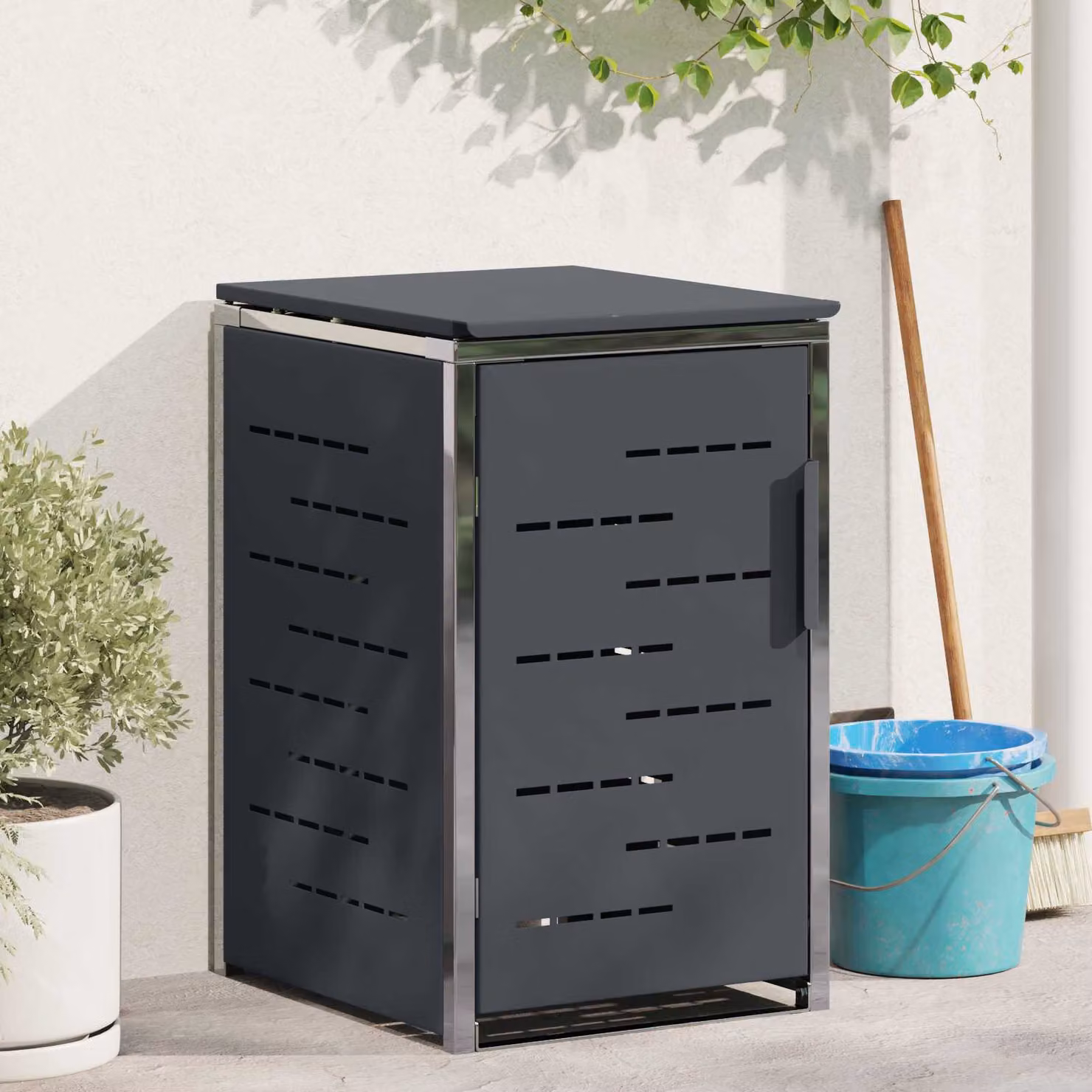 Contenitore per stoccaggio con ruote vidaXL da 240L in acciaio antracite