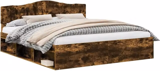 Letto matrimoniale | Letto per adulti | Struttura del letto Rovere fum¨¦ 180 x 200 cm Pino massello