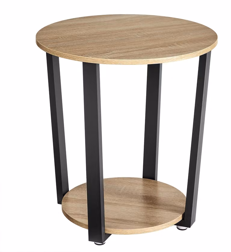 Tavolino da caffè OSKAR rovere sonoma rotondo 50 cm in stile loft per soggiorno e ufficio