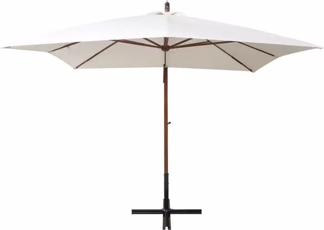 Ombrellone Pensile vidaXL con Palo in Legno Bianco e Copertura in Poliestere, L/P: 300 x 300 cm