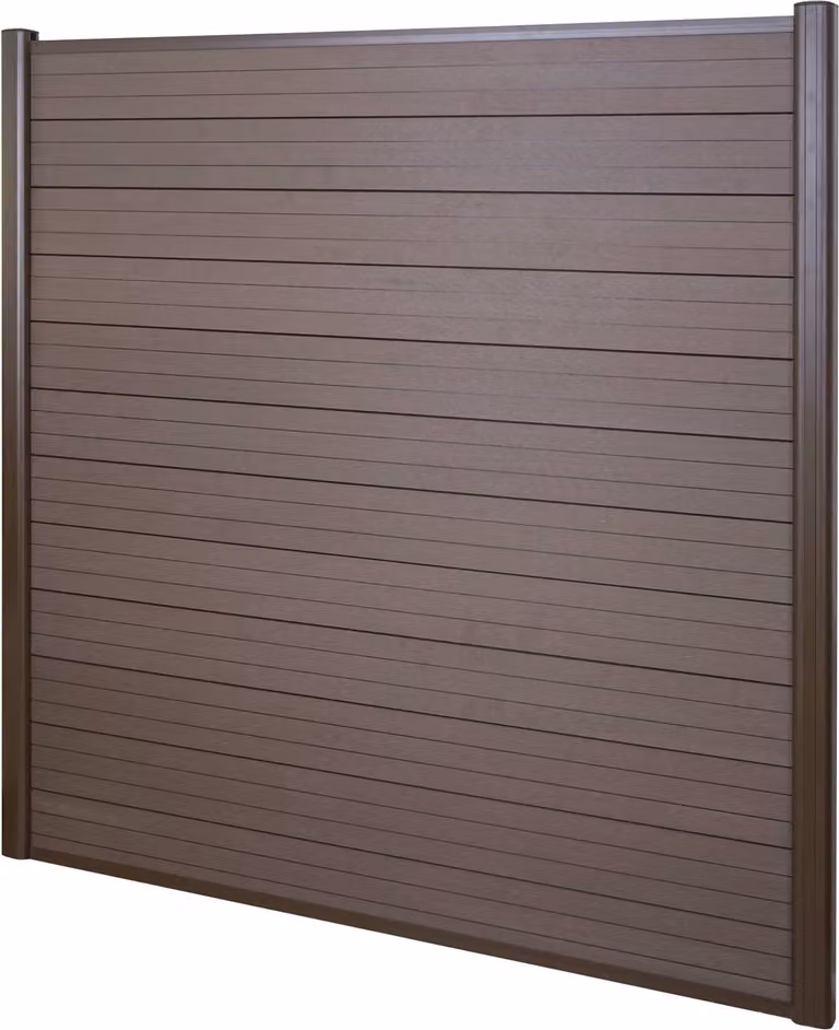 Schermo frangivista in WPC Savoie, recinzione frangivento, alluminio Premium ~ Elemento base, 1,90 m, marrone