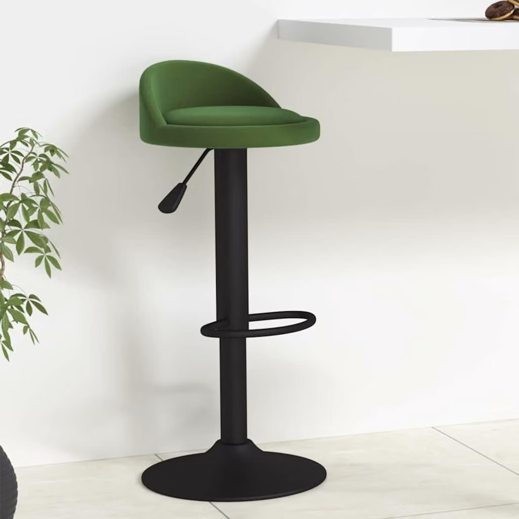 Sgabello da bar moderno vidaXL in velluto verde con struttura in metallo