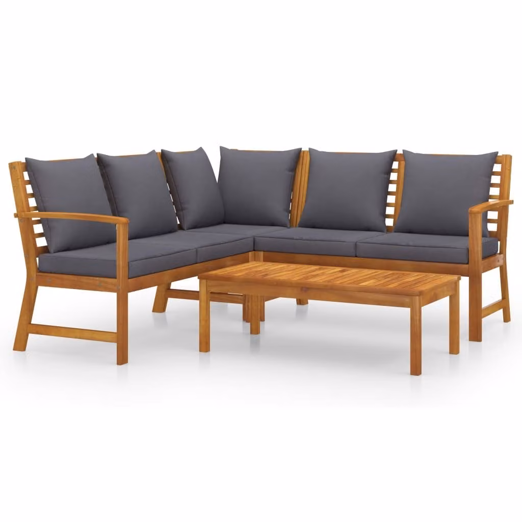 Set Divani da Giardino 4 pz con Cuscini in Massello di Acacia