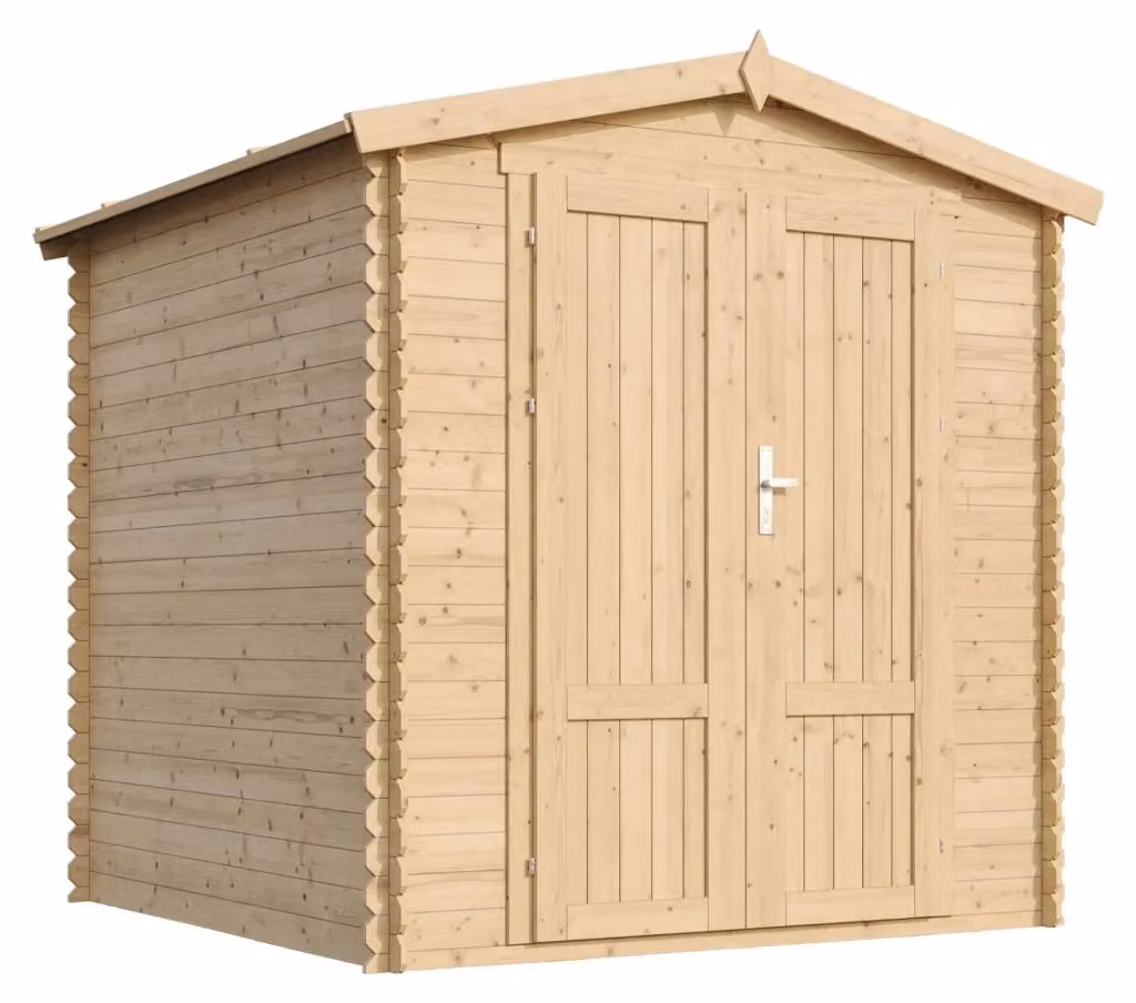 Casetta da Giardino in Legno TIMBELA M343F1 Grigio e Beige, Superficie 3,53 m² – 2