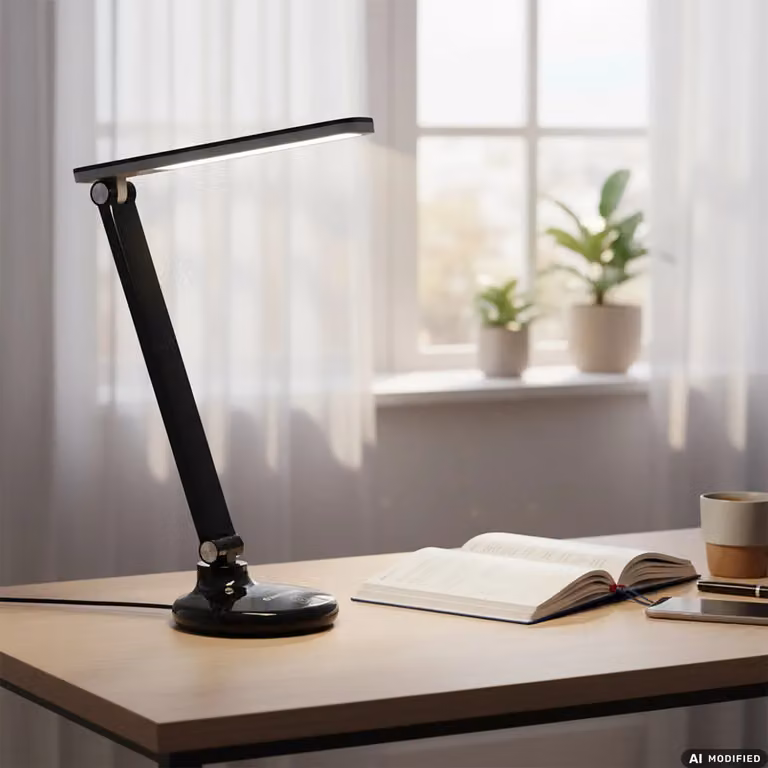 DICTROLUX Lampada da Scrivania LED Dimmable con Stand di Ricarica USB, Disponibile in Bianco o Nero