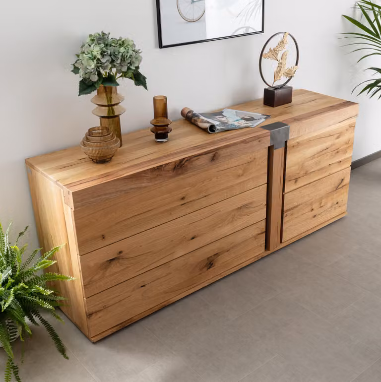 MASSIVMOEBEL24 | credenza in legno di Quercia Selvatica/ Cerro 180x45x75 quercia naturale oliato NEW AMSTERDAM #11
