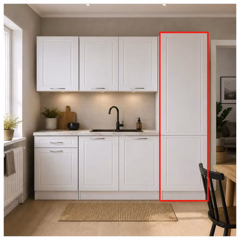 Armadio alto da cucina modello Jenna, stile country, colore bianco, 50 cm