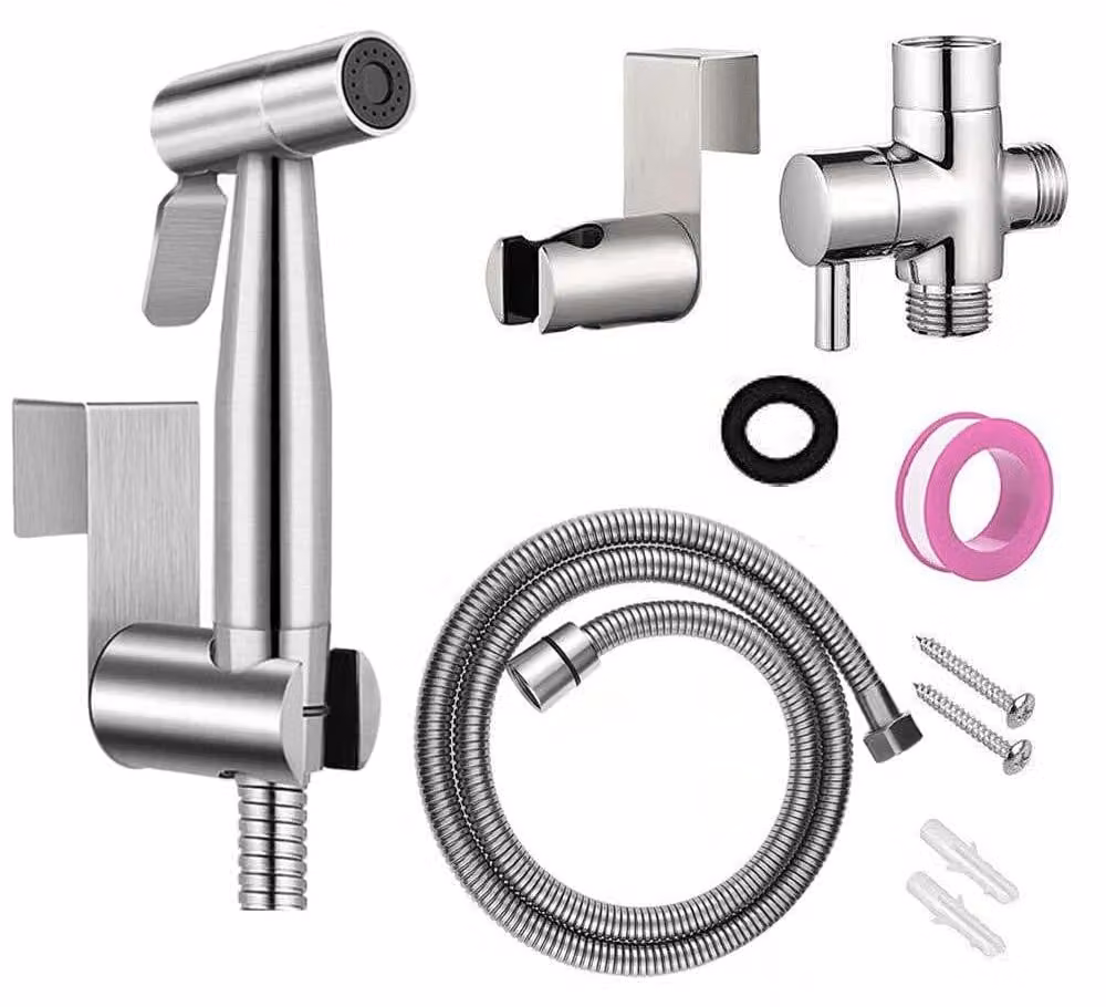Kit per spruzzatore bidet portatile, realizzato in acciaio inossidabile, con attacco per wc