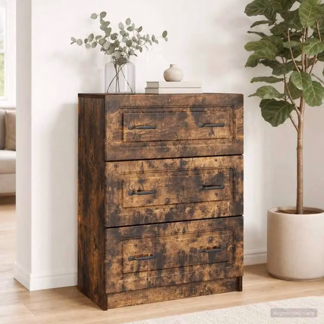 Mobile con Cassetti Moderno vidaXL in Legno MDF Marrone L: 66 cm, P: 34,5 cm, H: 87 cm