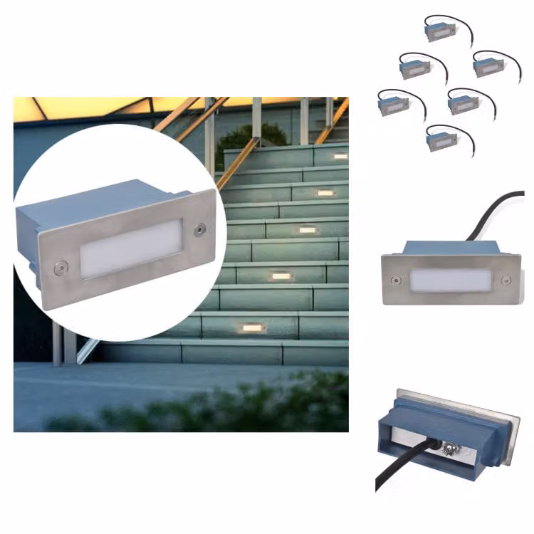 vidaXL Luci da incasso a parete a LED per scale 6 pezzi 44x111x56 mm - Illuminazione esterna
