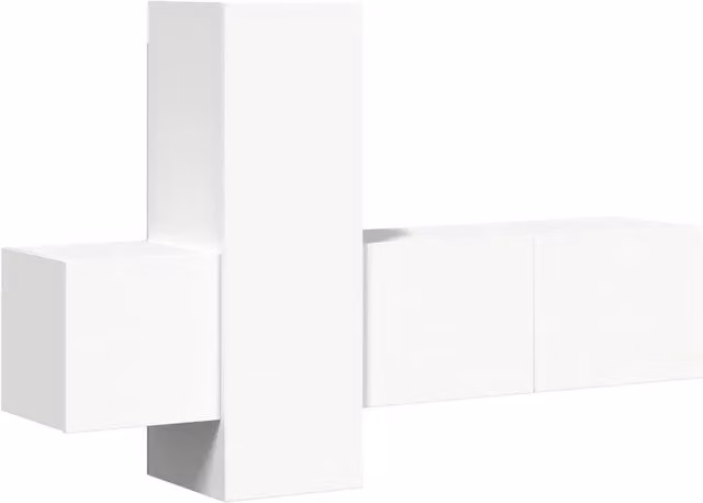 Set di mobili porta TV da 3 pezzi Design In in legno multistrato bianco lucido per soggiorno, L/P/H: 80 x 30 x 30 cm