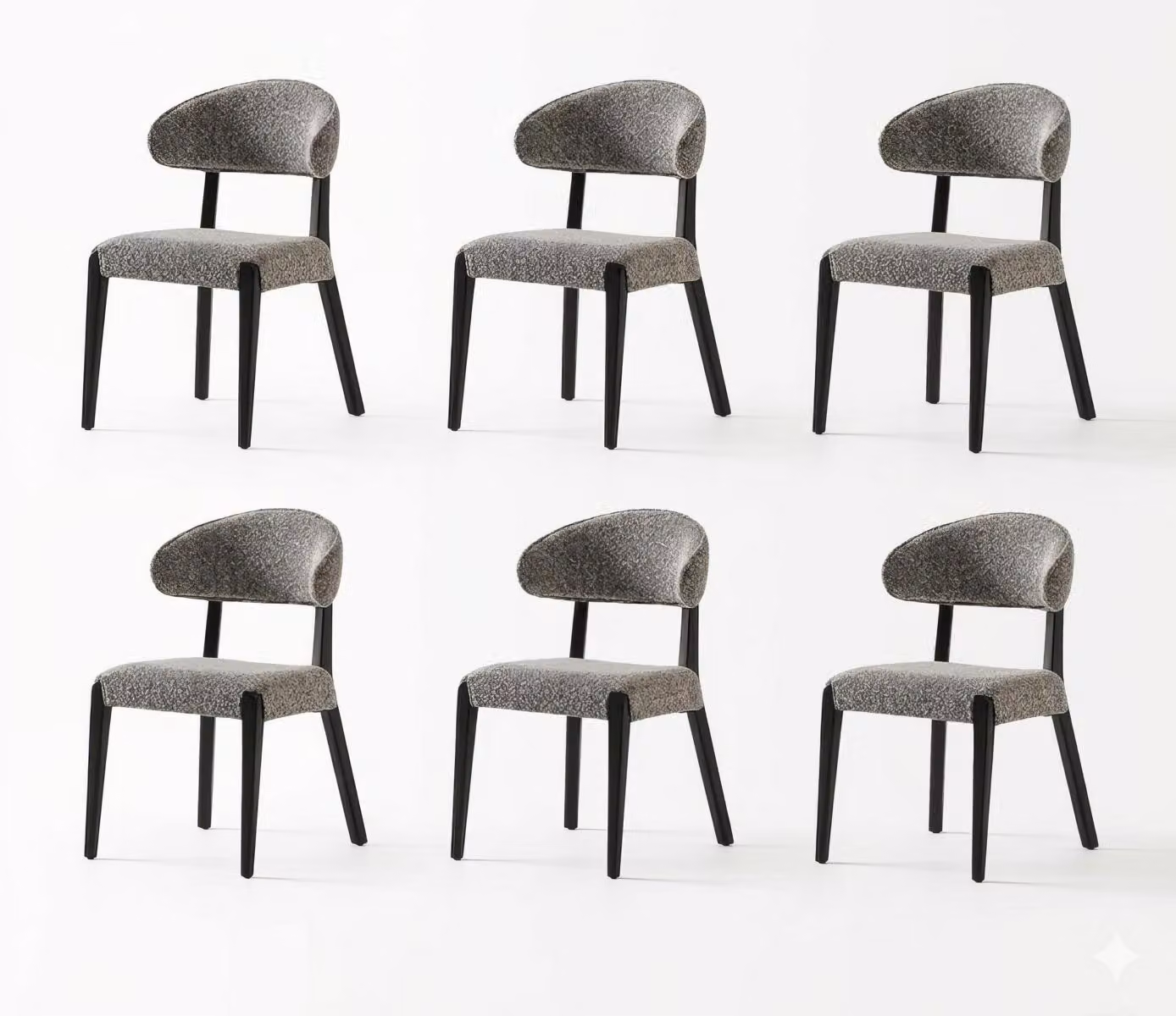 Set di sedie da pranzo, design moderno, colore grigio, elegante, lussuoso, imbottite