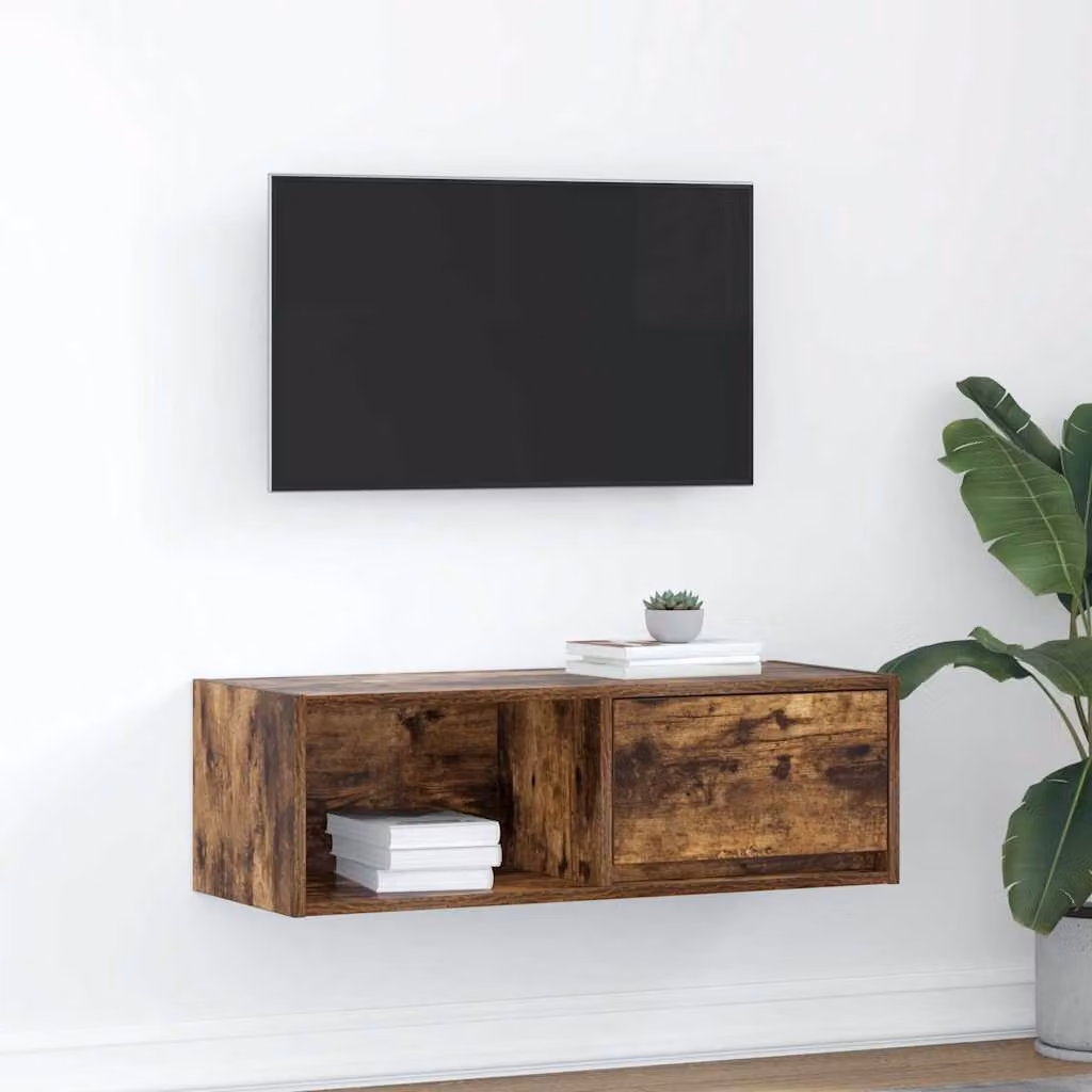 Mobile Porta TV Rovere Fumo vidaXL in Legno Multistrato, L: 80 cm, P: 31 cm, H: 25,5 cm