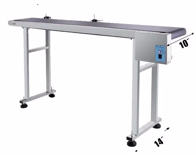 Macchina con nastro trasportatore, lunghezza 150 cm, ringhiera in acciaio inossidabile