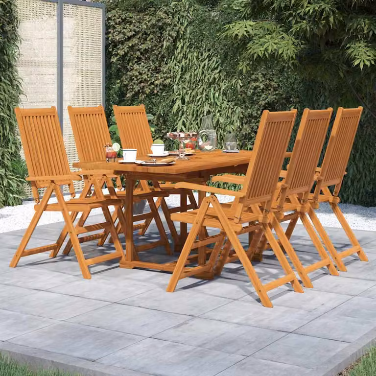 Set Mobili da Pranzo per Giardino vidaXL in Legno di Acacia Marrone, 7 Pezzi