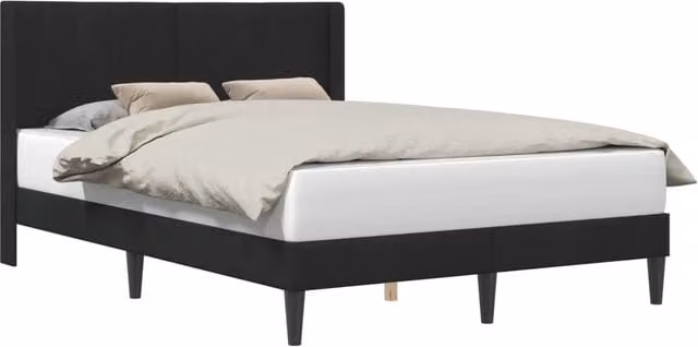 Letto matrimoniale moderno DESIGN IN in velluto nero con testiera, L/P/H: 160 x 200 x 96 cm