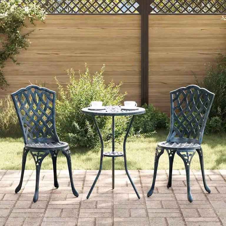 Maison Exclusive - Set da giardino per bistro, 3 pezzi, verde, alluminio