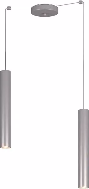Lampadario Industrial-Minimal Xeana Metallo Grigio 2 Luci Gu10