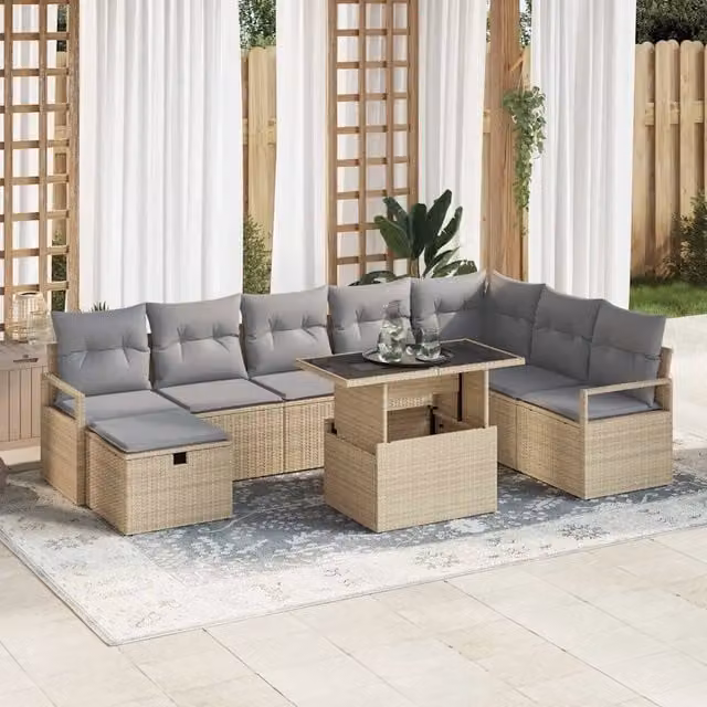 Set Divano da Giardino 9 pz polyrattan 3359817
