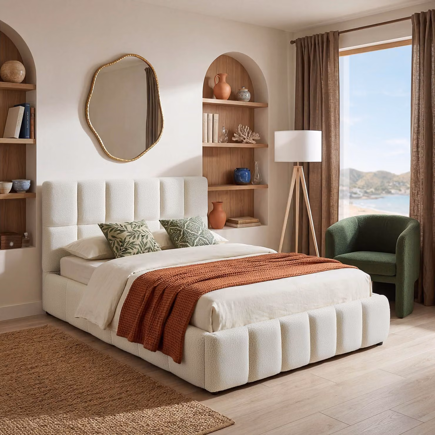 Letto imbottito Shirley Tectake con rete a doghe, colore beige e bianco, L/P/H: 200 x 120 x 93 cm – 2
