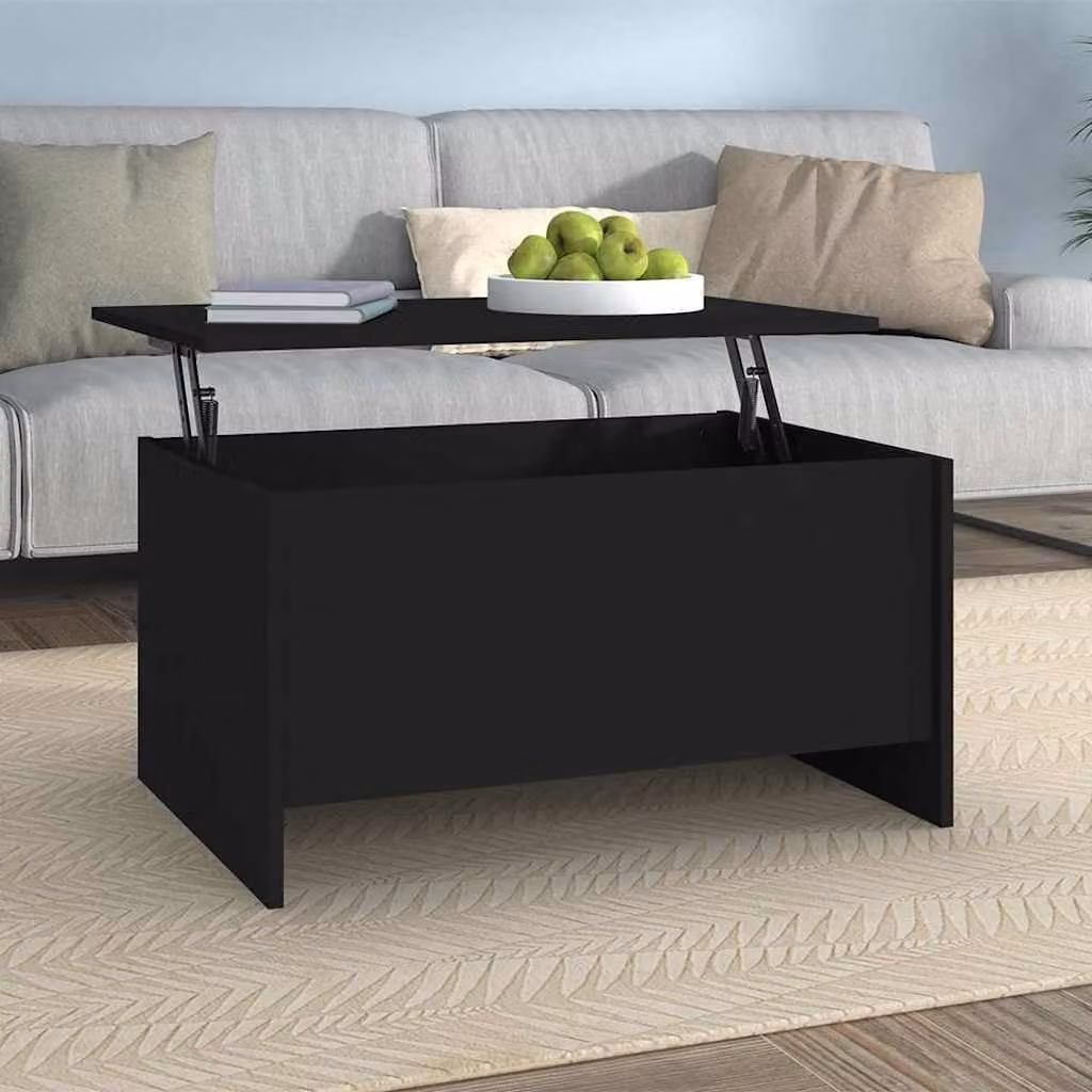 vidaXL Tavolino da Salotto Moderno Nero in Legno con Meccanismo di Sollevamento L: 80 cm, P: 55,5 cm, H: 41,5 cm