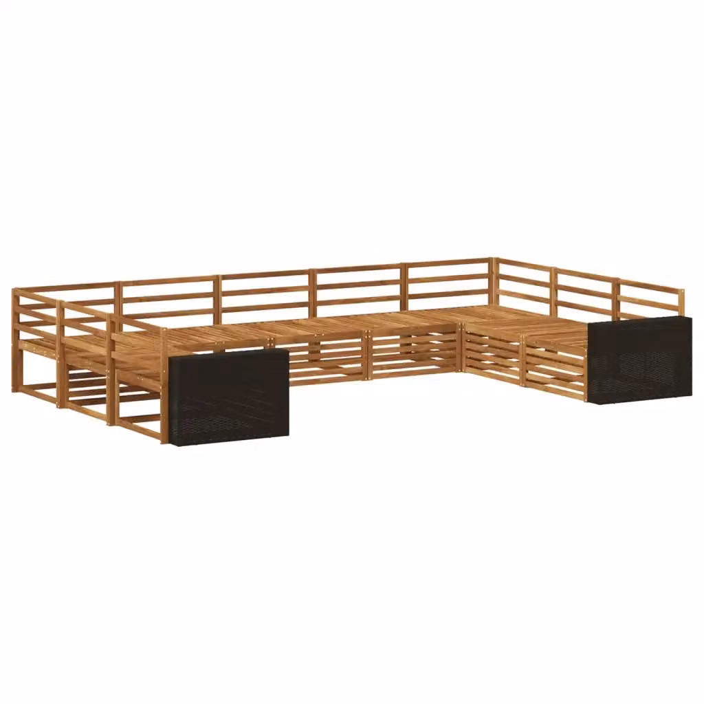Set di divani da esterno a L vidaXL in legno di acacia massello marrone con 9 pezzi e cuscini inclusi – 2