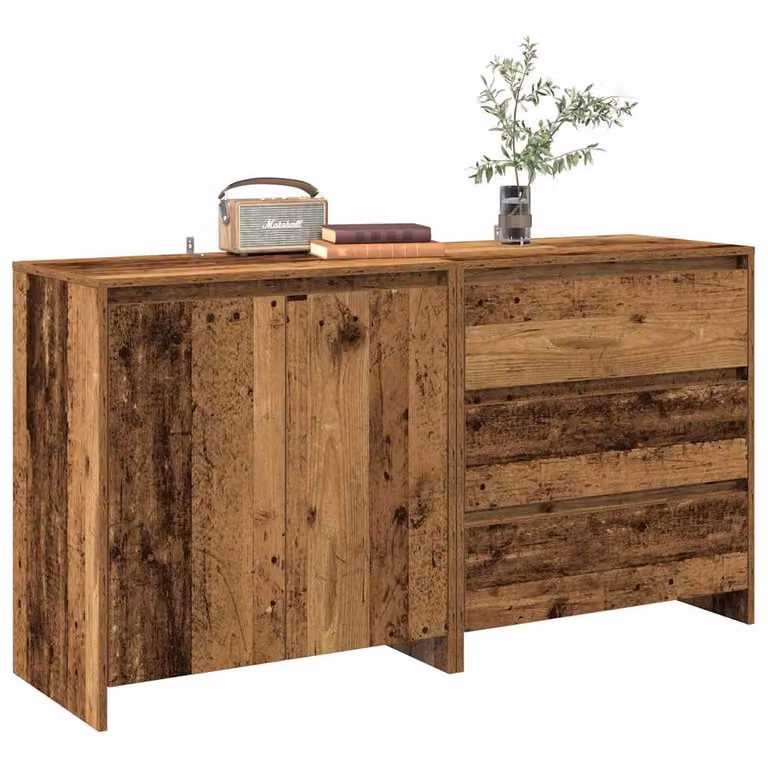 Set di 2 credenze moderne vidaXL in legno multistrato e MDF colore marrone per sala da pranzo