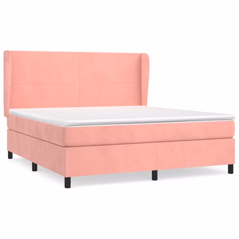 Giroletto a Molle con Materasso Rosa 160x200 cm in Velluto