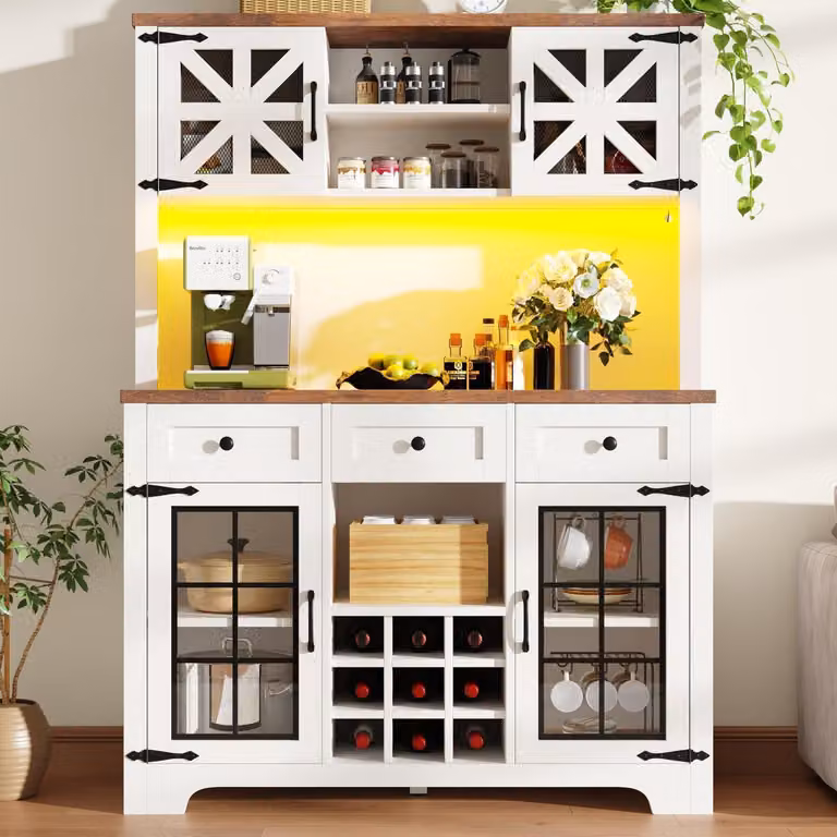 Armadio alto da cucina con illuminazione a LED e piano di lavoro, dimensioni 120x40x180 cm, colore bianco