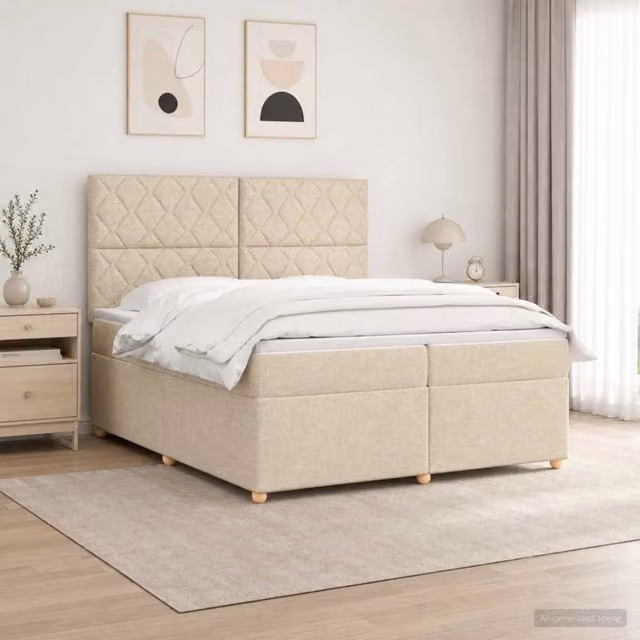 Letto box spring ibrido vidaXL con materasso a molle insacchettate e base contenitore con illuminazione sottostante e porta USB, Multicolore, L/P/H: 200 x 200 x 140,5 cm