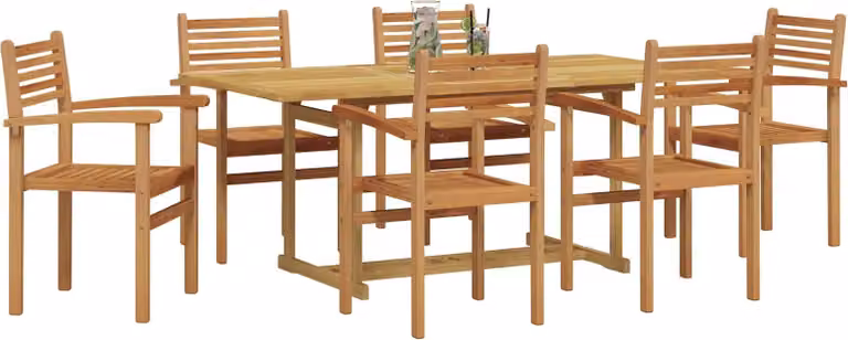 Set da Pranzo per Giardino 7 pcs Marrone Legno di teak solido