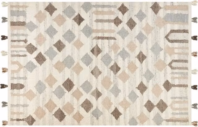 Tappeto Beliani in lana e cotone multicolore con design geometrico boho, fatto a mano, L: 200 cm x P: 300 cm