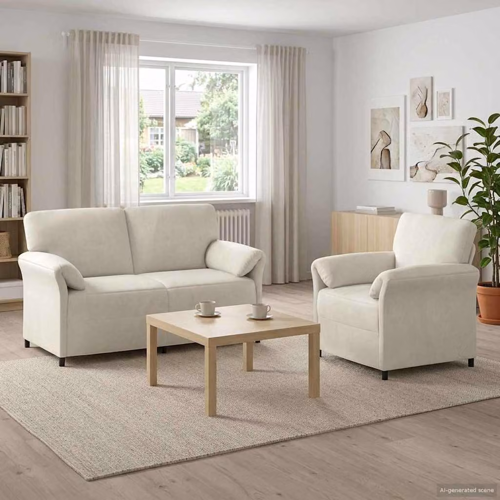 Set di 2 divani moderni vidaXL in velluto beige con struttura in metallo per il tuo soggiorno