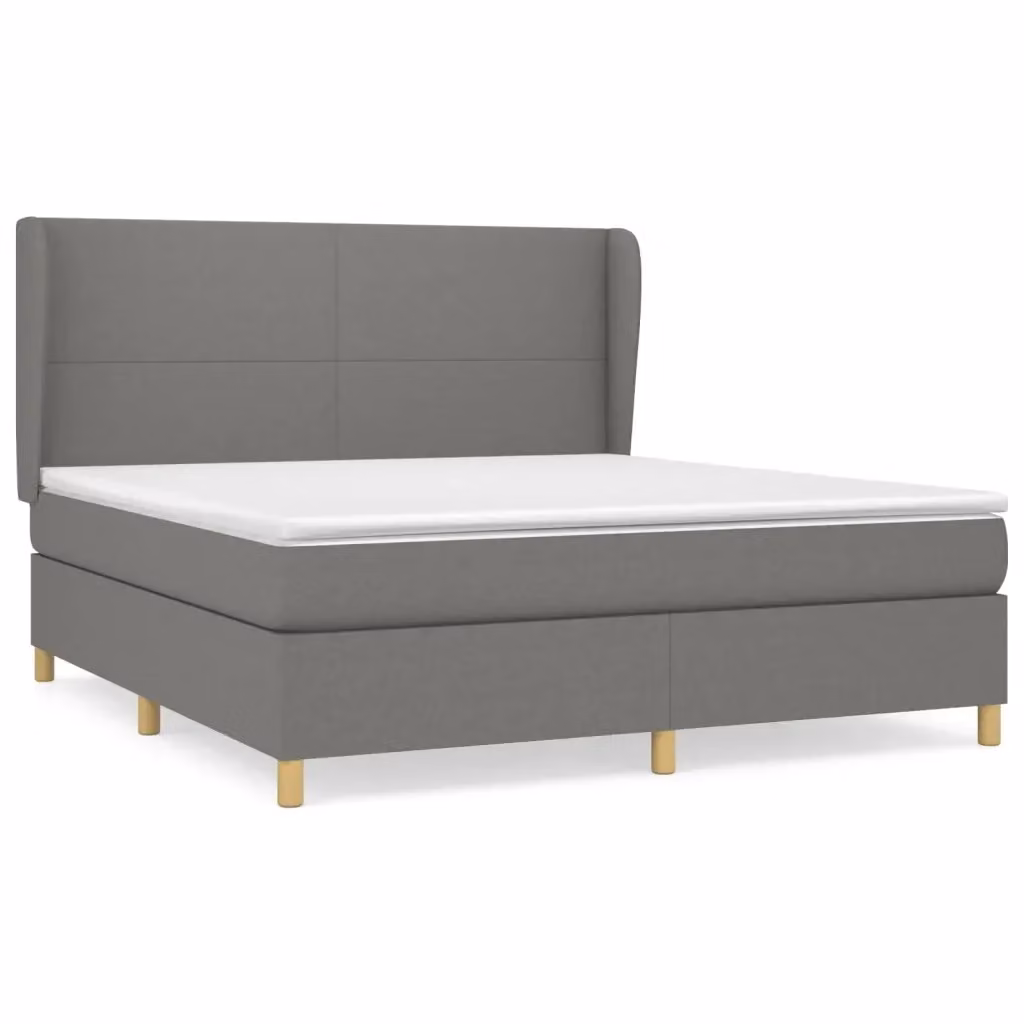 vidaXL Giroletto a Molle Ibrido con Materasso Grigio e Bianco L/P/H: 180 x 200 x 128 cm – 2