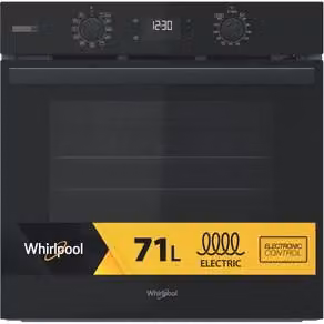 Forno elettrico da incasso Whirlpool nero con porta soft close in vetro e classe energetica A+