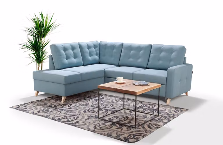 Bettfunktion Stoff Ecksofa L-Form Sofa Couch Design Couch Polster Textil Modern