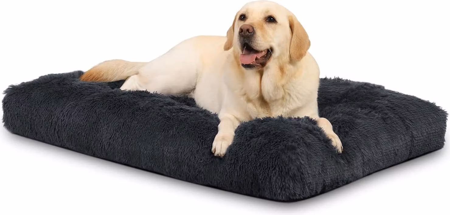 Cuccia per cani XXL, 122 x 74 cm, materasso in peluche, base antiscivolo, grigia, adatta per cani di grossa taglia